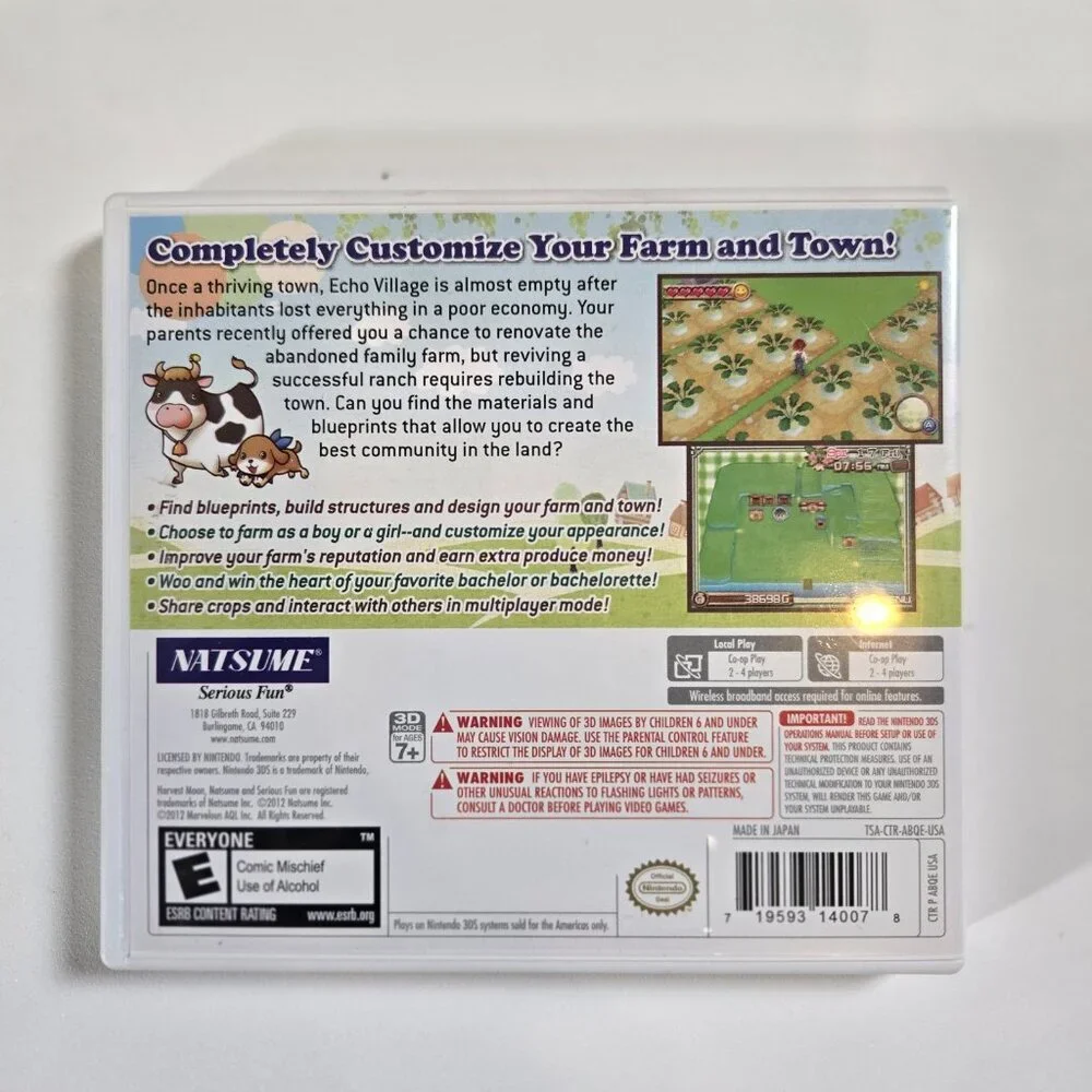 Harvest Moon 3D: A New Beginning Nintendo 3DS complete in box CIB Manual Include